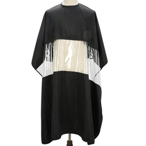 Cape de coiffure professionnelle RAMAFHH MEDAX noire avec panneau transparent en pongé, résistante à l'eau et confortable pour salon de coiffure et barbier - Product Image 1