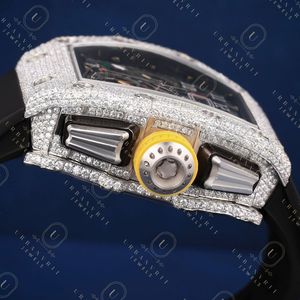 Luxury Men's Mechanical Watch Stainless Steel Case Diamond Buckle Black Silicone Band Analog Display 42mm Irregular Shape - Product Image 4