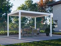 Pergola à lames orientables gris foncé 3x4m avec télécommande, en aluminium, avec éclairage LED sur poutre, autoportante pour jardin, terrasse, cour