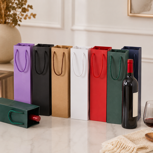 Bolsas de Regalo de Papel para Botellas de Vino Personalizadas al por Mayor con Asas de Cuerda |   Bolsas de Embalaje de Lujo para Vino, Bolsas de Regalo de Papel Impresas Personalizadas - Product Image 4