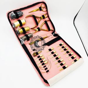 Kit d'extension de cheveux plaqué or Pinces de qualité supérieure Boucle de ciseaux et peigne avec aiguilles de type C Kit d'outils roses avec étiquette personnalisée - Product Image 5