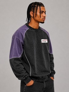 Premium Men Acid Wash Sweatshirt <b>Crewneck</b> With Smooth Inner Fabric Strong Stitching Modern Apparel Acid Wash Tracksuit for Men - Product Image 4