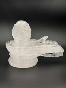 Hand Carved Natural Clear Quartz Panchmukhi Shivling | Five Face Shiva Lingam Crystal <b>Statue</b> | Hindu Spiritual Feng Shui Decor - Product Image 1