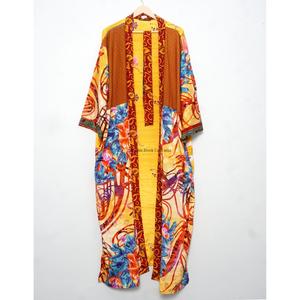 Indian assorted Silk Japanese <b>Kimono</b> Women's Elegant Summer Robe-Comfortable Soft Breathable 100% Silk Bridal <b>Beach</b> Cover-up - Product Image 2