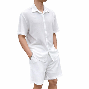 Conjuntos de Verano de 2 Piezas para Hombre Personalizados, Camisa de Manga Corta con Botones y Pantalones Cortos con Cordón - Product Image 3
