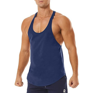 Custom Logo 100% Polyester O-Neck Casual Knitted <b>Stringer</b> Tank Top for Men Bodybuilding Gym Workout Breathable Custom Design - Product Image 1