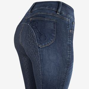 Culotte d'équitation taille haute en silicone denim couleur bleue pantalon d'équitation international - Product Image 6