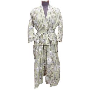 Kimono de plage moderne, robe longue à col en V, fermeture à ceinture, tricoté 100% coton, imprimé floral, tenue décontractée d'été - Product Image 1