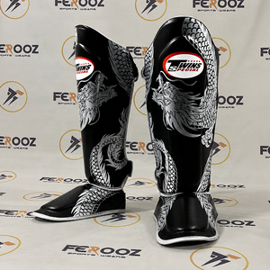 Espinilleras personalizadas para hombre, color azul con diseño de dragón, totalmente impresas, para entrenamiento profesional y sparring, para adultos. - Product Image 6
