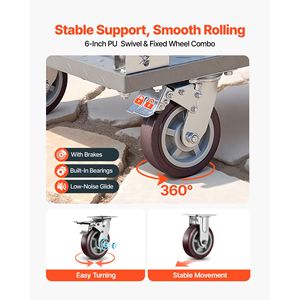Carrello Piattaforma Robusto con Capacità di 2650 Libbre, Carrello a Pianale con Guardrail Rimovibile, Attrezzatura per Stoccaggio Merci - Product Image 3