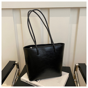 Bolso de Hombro de Cuero Genuino con Textura de Lichee, Diseño Minimalista, Parte Superior Abierta, Dos Correas de 50-65 cm de Largo, para Uso Diario en Todas las Estaciones - Product Image 4