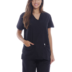 Conjunto de Uniformes Médicos para Mujer, Blusa de Manga Corta con Cuello Cruzado y Pantalones Cargo, Uniforme de Enfermería Azul Marino, Traje de Trabajo para Hospital - Product Image 3