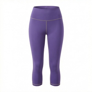 Leggings de yoga et de fitness pour femme, sans couture, extensibles, à compression, effet push-up et froncé, couleur unie, pour la gym et le sport - Product Image 1