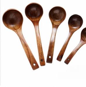 Juego de utensilios de cocina de madera natural ecológicos, cucharas y espátulas hechas a mano, logotipo personalizado, chapado en oro rosa, mango largo, moderno - Product Image 5