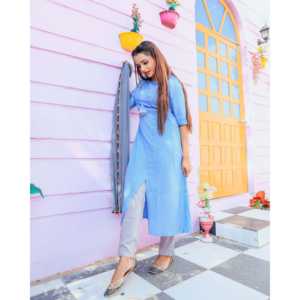 Robe en coton bleu pastel taille XS - Product Image 4