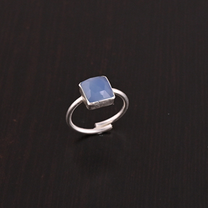 Natural Blue Chalcedony Gemstone Adjustable Ring-Stylish Wedding & Party Jewelry 925 Sterling Silver for Women - Product Image 2