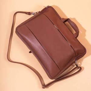 Classic Leather <b>Laptop</b> Briefcase Brown Shoulder Bag Protective Handle Closure - Brown Bag Leather - Product Image 2