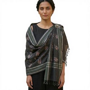 Wholesale AHE Pashmina <b>Black</b> Viscose Scarf Women Winter Long <b>Shawl</b> Durable Paisley Wrap for Daily Wear Travel - Product Image 1