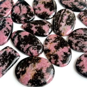 Natural Rhodonite Pink <b>Black</b> Cabochon Loose Gemstone <b>Polished</b> Smooth Rhodonite Stone Cabochons for Jewelry Making Pendant Ring - Product Image 3