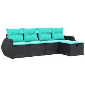 Set Divano da Giardino in Polyrattan Nero con Struttura in Acciaio Verniciato a Polvere, Dimensioni Standard, Arredamento da Esterno - Product Image 2