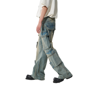 Pantalones Cargo para Hombre, Estilo Vintage, Lavados, Holgados, Talla Grande, Personalizados - Product Image 4