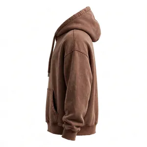 Men's <b>Brown</b> Regular Fit Hooded Sweatshirt Cotton <b>Fleece</b> Digital Printed Mountain Logo Casual Autumn Wear Eco-Friendly Pocket - Product Image 4