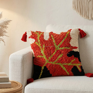 Green Tufted Chair Pillow <b>Cover</b> Cotton Designer 18x18 With Tassel Zippper Closure Type Handloom Tufted Luxury Cushion <b>Cover</b> - Product Image 4