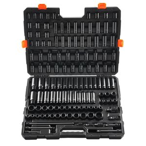Set di chiavi a bussola a impatto da 130 pezzi, attacco da 3/8 e 1/2 pollici, metrico e SAE, in acciaio legato Cr-Mo a 6 punte con indicazione facile, per riparazioni auto, misure 22mm e 18mm - Product Image 1