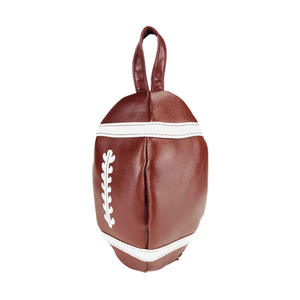Leather Football Shaped Backpack Unique Sports Theme <b>Bag</b> With Adjustable Straps Stylish Casual And Travel <b>Bag</b> - Product Image 2