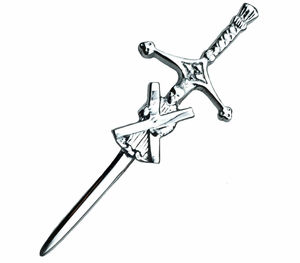 Pin de Kilt Escocés de Acero Inoxidable con Diseño de Arpa Irlandesa, Hecho a Medida, Acabado Cromado - Product Image 4