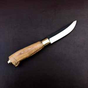 Couteau artisanal personnalisable en acier Damas avec manche en bois Pakka et étui en cuir disponible chez ZA Damascus Maker - Product Image 4