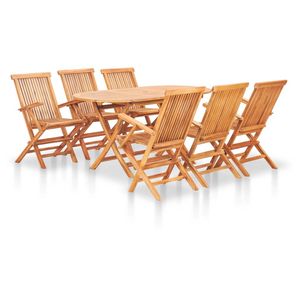 Set da Pranzo Pieghevole da Giardino in Legno di Teak Massiccio Marrone, 7 Pezzi - Product Image 1