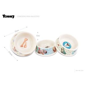 Yommy Pet Bowl 21cm <b>Ceramic</b> <b>Dog</b> Feeding Dish With Bone Design For <b>Dogs</b> - Product Image 1