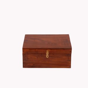 Boîte de rangement en bois artisanale avec plateau, loquet en laiton, style vintage, brun intense, grande, décorative, pour souvenirs, cadeau - Product Image 3
