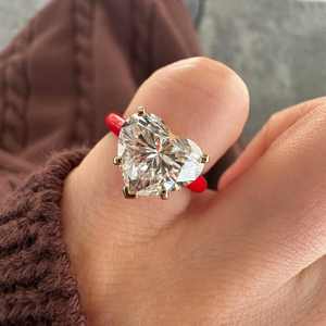 แหวนเพชรโมอิสซาไนต์รูปหัวใจชุบโรเดียม S925 งานสั่งทำพิเศษ หรูหรา น้ำหนัก 2 กะรัต 3 กะรัต 4 กะรัต สำหรับงานแต่งงาน งานหมั้น 男女兼用 - Product Image 1