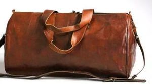Sac de voyage pliable multifonctionnel en cuir véritable, grand format, pour la gym, les week-ends, les voyages d'une nuit, bagage à main, taille et couleur personnalisables - Product Image 1