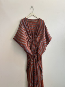 Indian Vintage Sari Silk <b>Kaftan</b> Dress For Women Luxury Night Gown <b>Maxi</b> Dress - Product Image 4