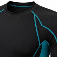 T-shirt de sport pour homme à manches longues noir avec accents turquoise, anti-UV, écologique, séchage rapide, en polyester, pour fitness adulte – Meilleure vente