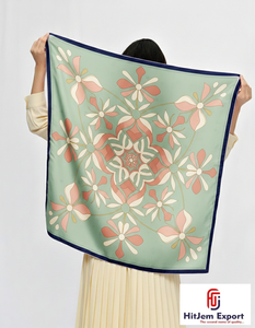 Collection en Gros de Foulards Carrés Imprimés Personnalisés Tendance, Écharpes de Tête, Hijabs et Châles Doux au Toucher Soie - Product Image 2