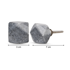 Shubham Handcrafted Round Grey <b>Wardrobe</b> Drawer Knob Grey Hexagon Stone Farmhouse Furniture Knobs - Product Image 4
