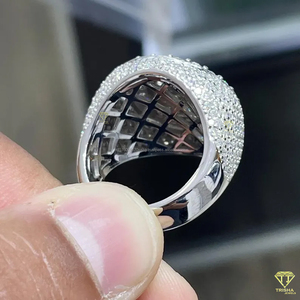 Custom Round Moissanite Diamond <b>Ring</b> For <b>Men</b> Hip Hop White Gold <b>Ring</b> Design - Product Image 4