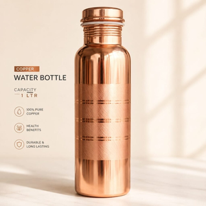 Bouteille d'eau en cuivre pur pour un usage quotidien, élégante bouteille en métal rose gold pour la maison, le bureau, les voyages et l'eau potable réutilisable - Product Image 4