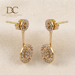 Pendientes Colgantes Circulares de Oro Amarillo Sólido de 14 Quilates con Diamantes Cultivados en Laboratorio, Pendientes Colgantes con Halo Redondo, Joyería Fina Minimalista, Regalo para Mujer - Product Image 6