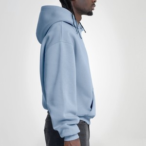 Sudaderas con capucha premium azul cielo con cremallera para hombre, 100% algodón polar, corte holgado oversize, hombro caído, logotipo personalizado, ropa urbana al por mayor - Product Image 3
