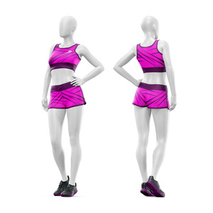 Ensembles de yoga deux pièces légers et sans coutures personnalisés avec ceinture élastique en nylon et spandex, débardeur et short de sport à séchage rapide - Product Image 6