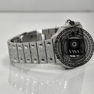 Vana Jewels Luxury Iced Out Moissanite Watch for Men <b>Automatic</b> Mechanical Stainless Steel Diamond Dial Custom <b>Wristwatch</b> - Product Image 2