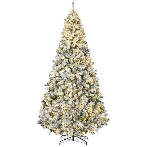 Albero di Natale Artificiale Preilluminato 1868 Snow-Flocked con 600 Luci LED Bianche Calde, Alto 2,7 m, Decorazione Natalizia con Funzione di Apertura Automatica - Product Image 1