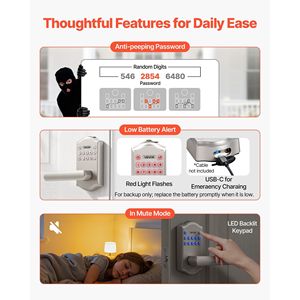 Maniglia per Serratura Elettronica Personalizzabile con Tastierino, Chiusura Automatica, Funzioni Smart e Codici Utente Personalizzabili - Product Image 6