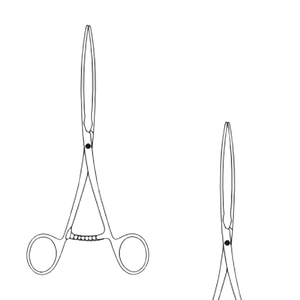 Pinzas Intestinales Kocher de Acero Inoxidable, Manuales, con Resorte Ligero, Hojas con Dentadura Longitudinal, Rectas, 90 mm x 210 mm de Longitud - Product Image 1
