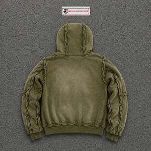 Sudadera con capucha de algodón suave verde oliva con cremallera para hombre, ajuste cómodo, estilo urbano, algodón French Terry, informal, talla S - Product Image 6